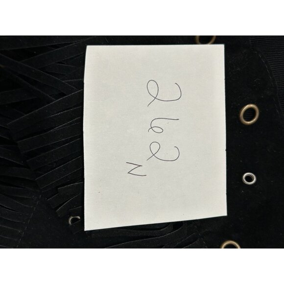 Slinky Brand Black Fringe Asymmetrical Skirt With Grommet Detail L - Picture 8 of 9